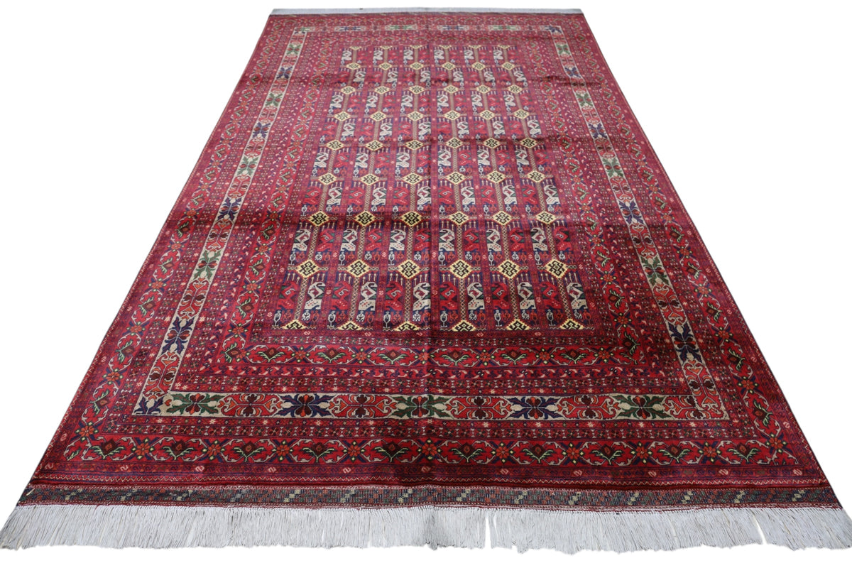 Afghan Rug 6x10, Red, Burgundy & Gold, Hand-Knotted Wool, view 2
