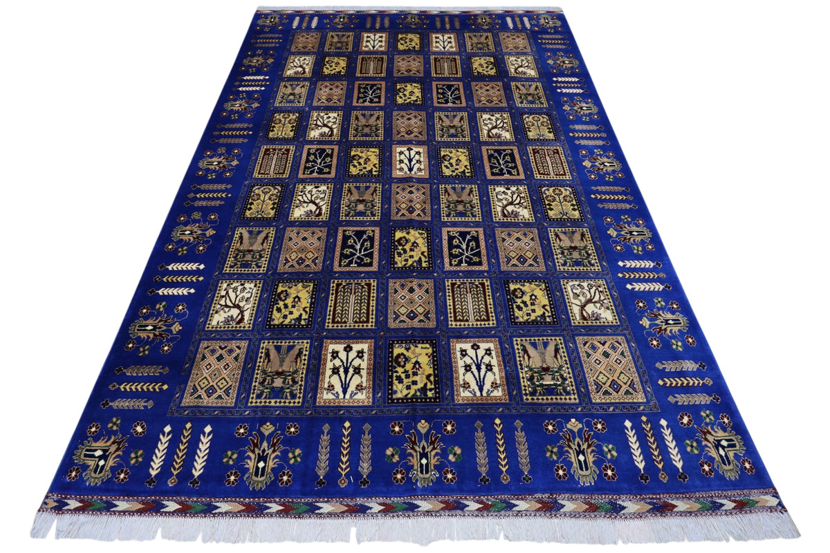 Afghan Bakhtiari Rug 7x10, Blue, Beige & Ivory, Hand-Knotted Wool, view 2