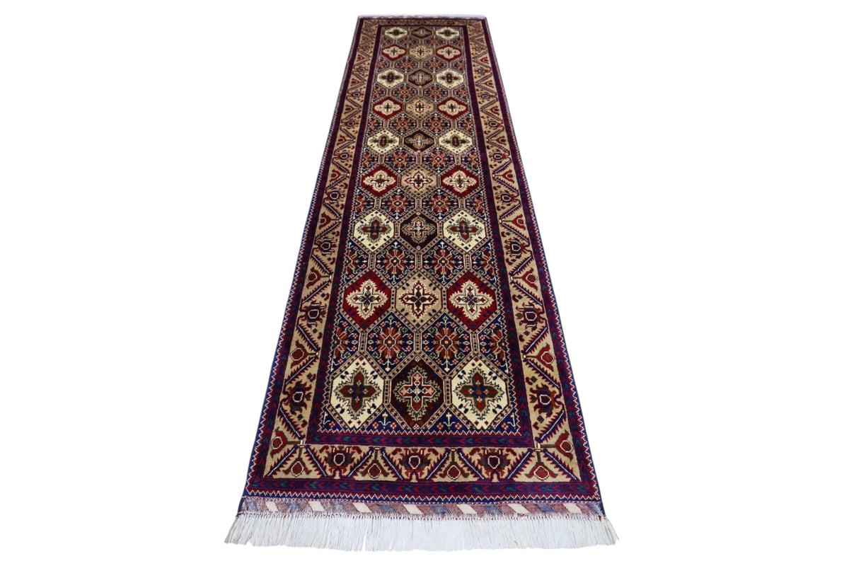 Afghani Runner runner size range tribal Cream laid flat