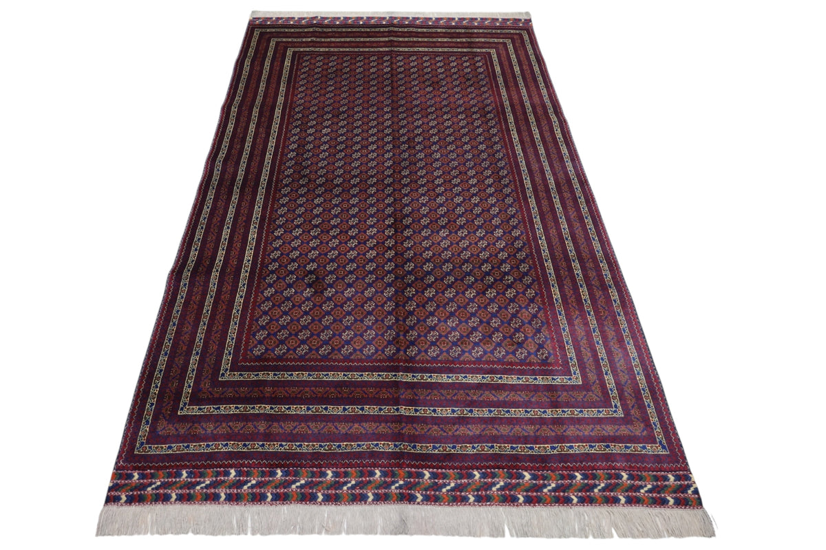 Afghani Rug 7x10 size range tribal Red Blue laid flat