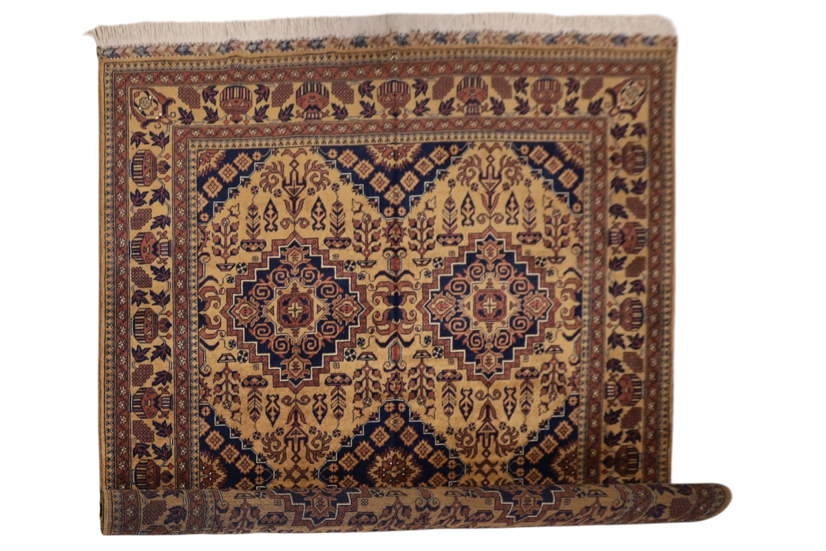 Afghan Zerkhaki Rug 5'8" x 7'8", Hand-Knotted Wool, Brown, view 6