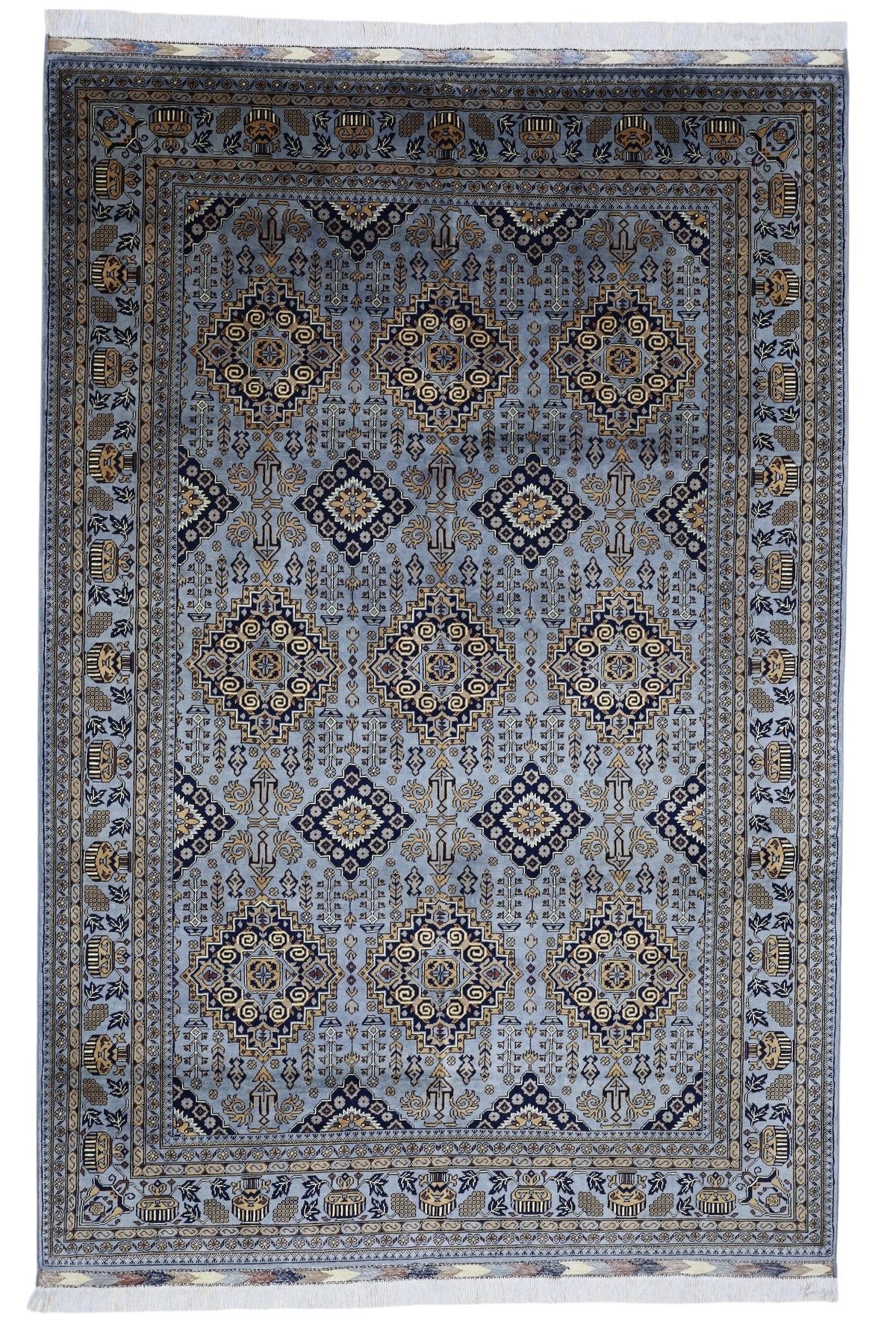 Afghan Zerkhaki Rug 6'11" x 10'3", Hand-Knotted Wool