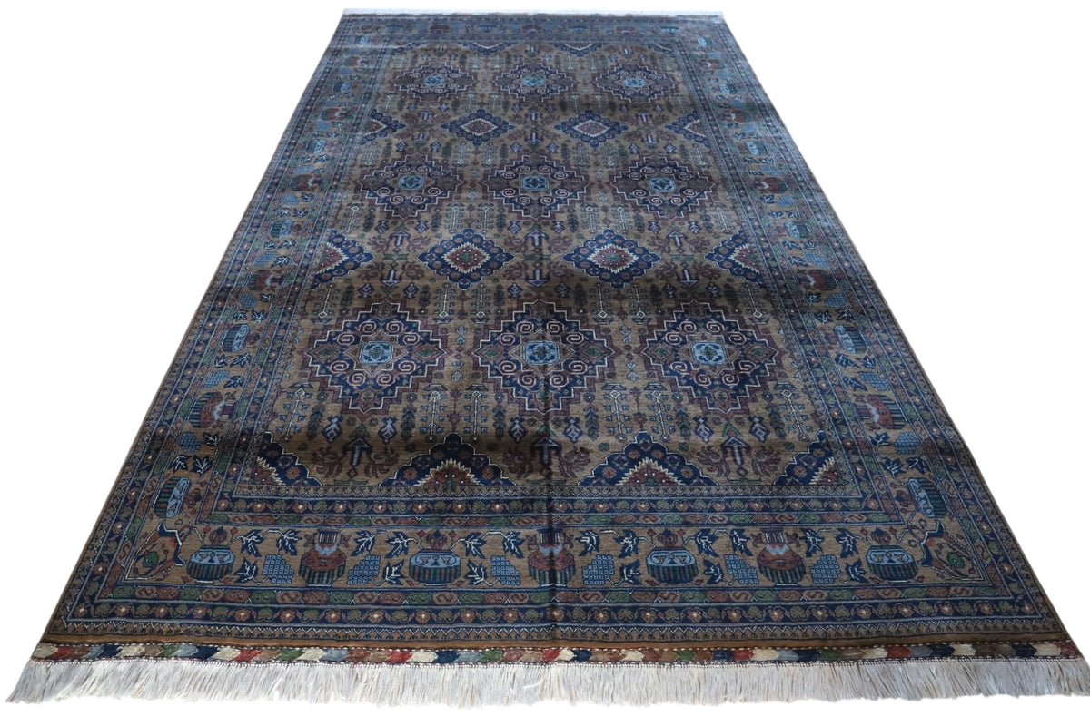 Afghan Zerkhaki Rug 6'7" x 9'7", Hand-Knotted Wool, Brown, view 2