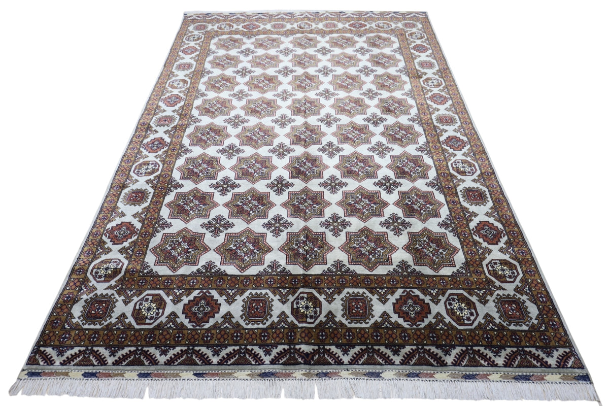 Afghan Rug 7x10, Ivory, Brown & Gray, Hand-Knotted Wool, view 3