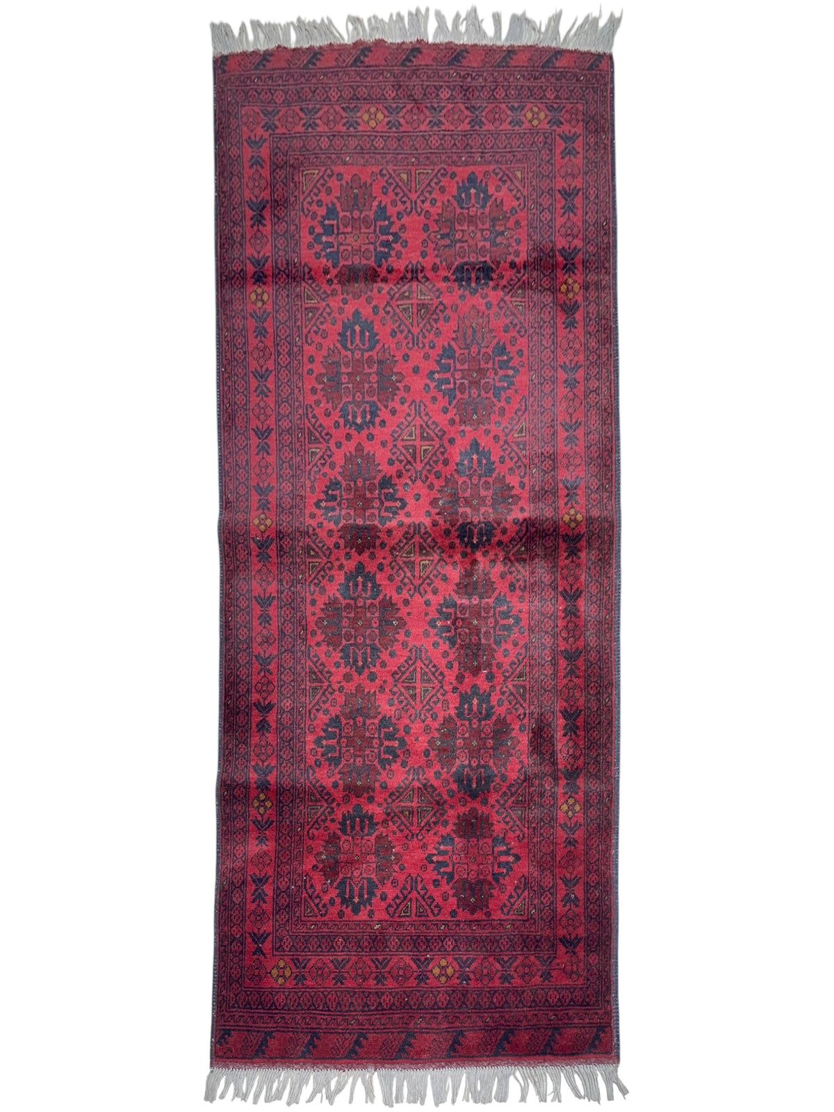 Afghani Runner runner size range tribal Red Blue laid flat