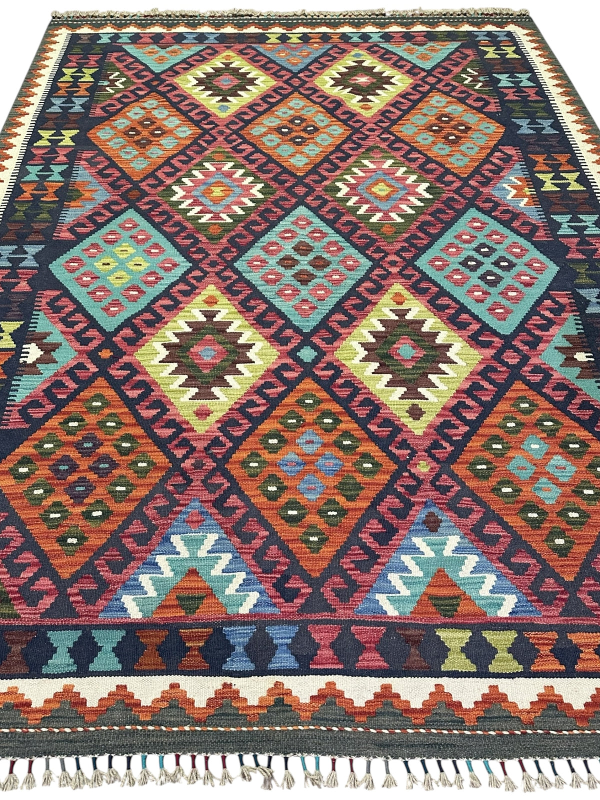 Afghan Kilim Rug 5'7" x 8'5", Hand-Woven Wool, view 2