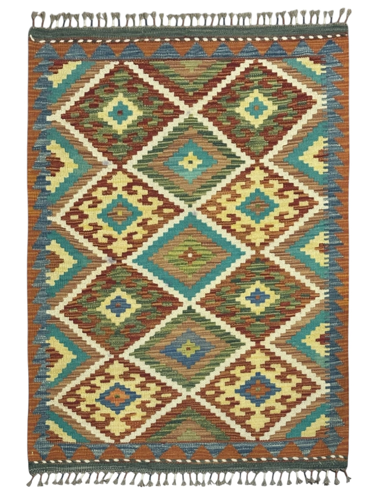 Afghan Kilim Rug 2'9" x 4'5", Hand-Woven Wool, No. 306