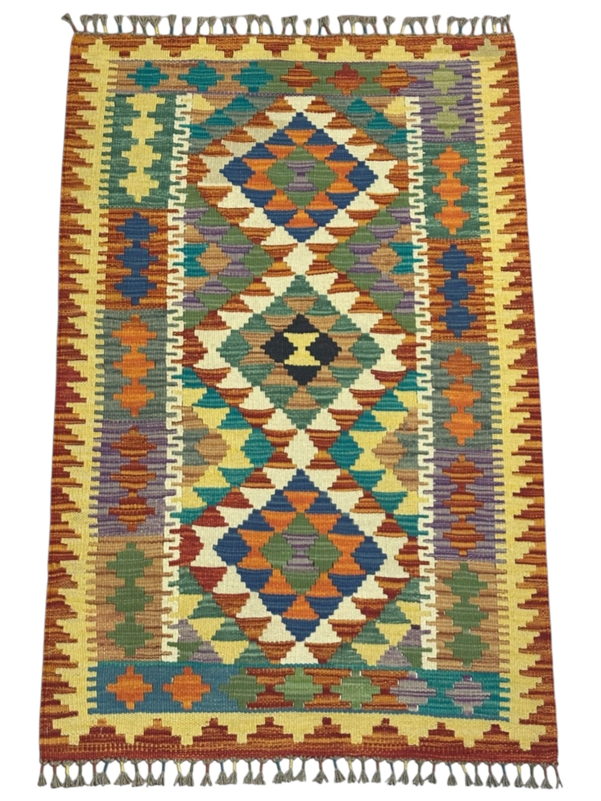 Afghan Kilim Rug 2'8" x 4'2", Hand-Woven Wool, No. 307, view 2