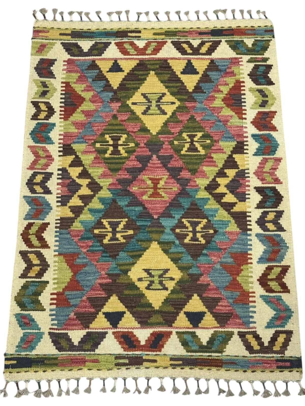 Afghan Kilim Rug 2'10" x 3'10", Hand-Woven Wool, No. 312, view 2
