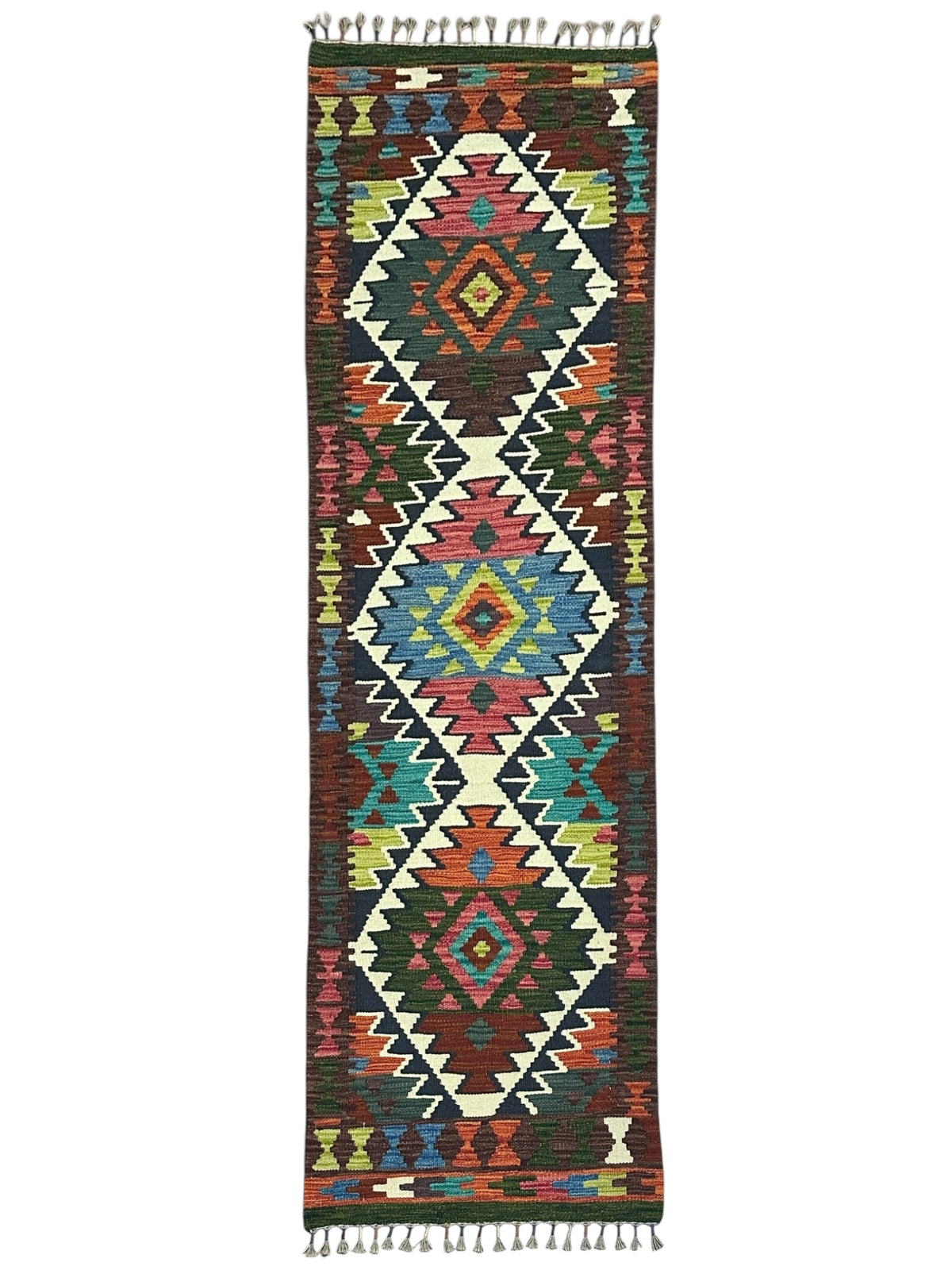Afghan Kilim Runner 2'1" x 6'8", Hand-Woven Wool, No. 317