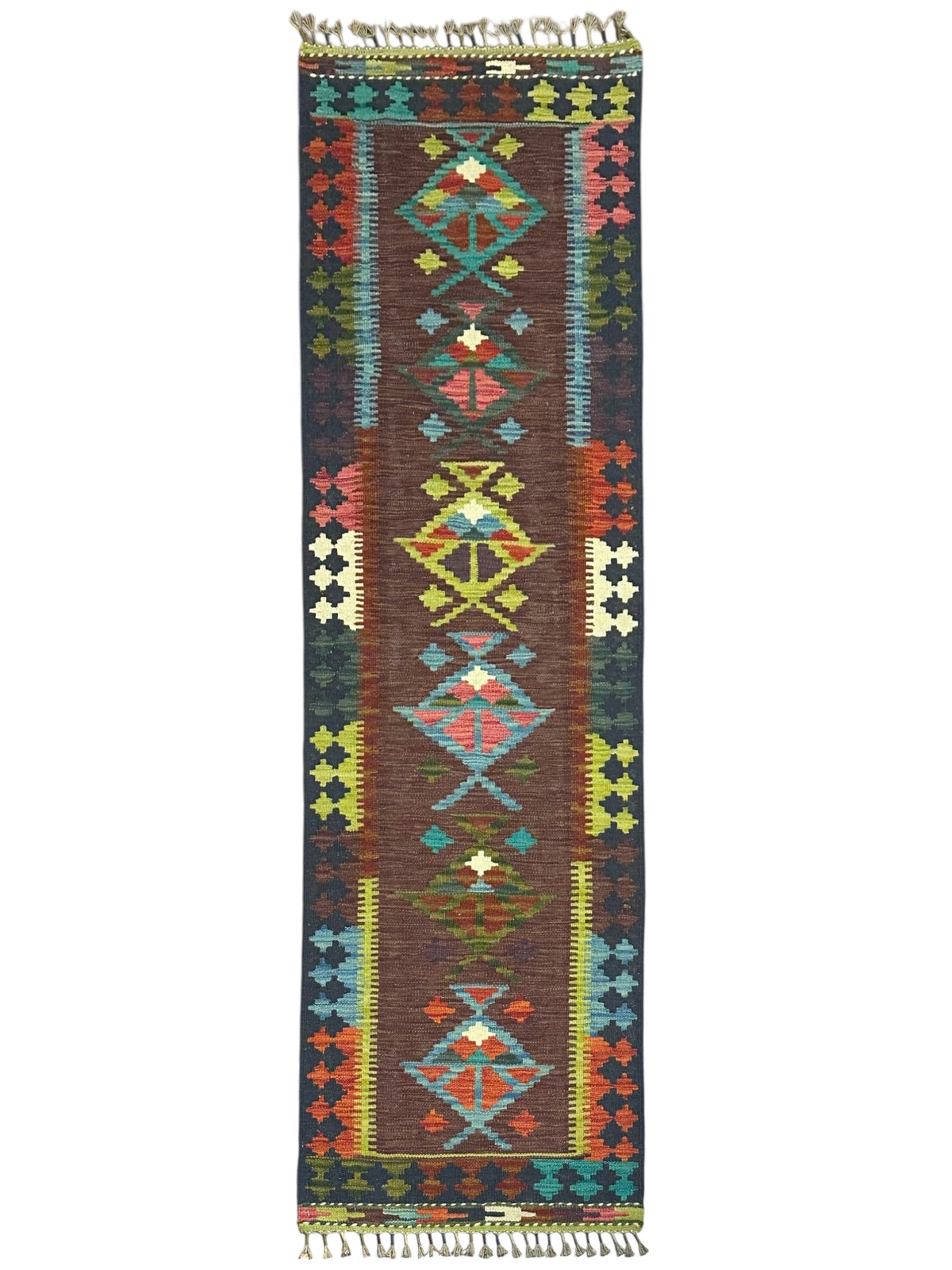 Afghan Kilim Runner 2'2" x 6'6", Hand-Woven Wool, No. 320
