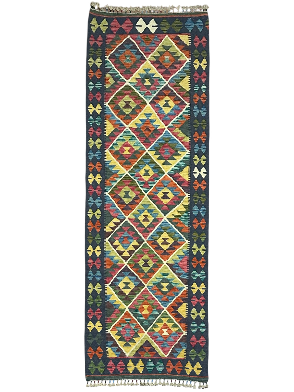 Afghan Kilim Runner 2'9" x 7'7", Hand-Woven Wool, No. 327