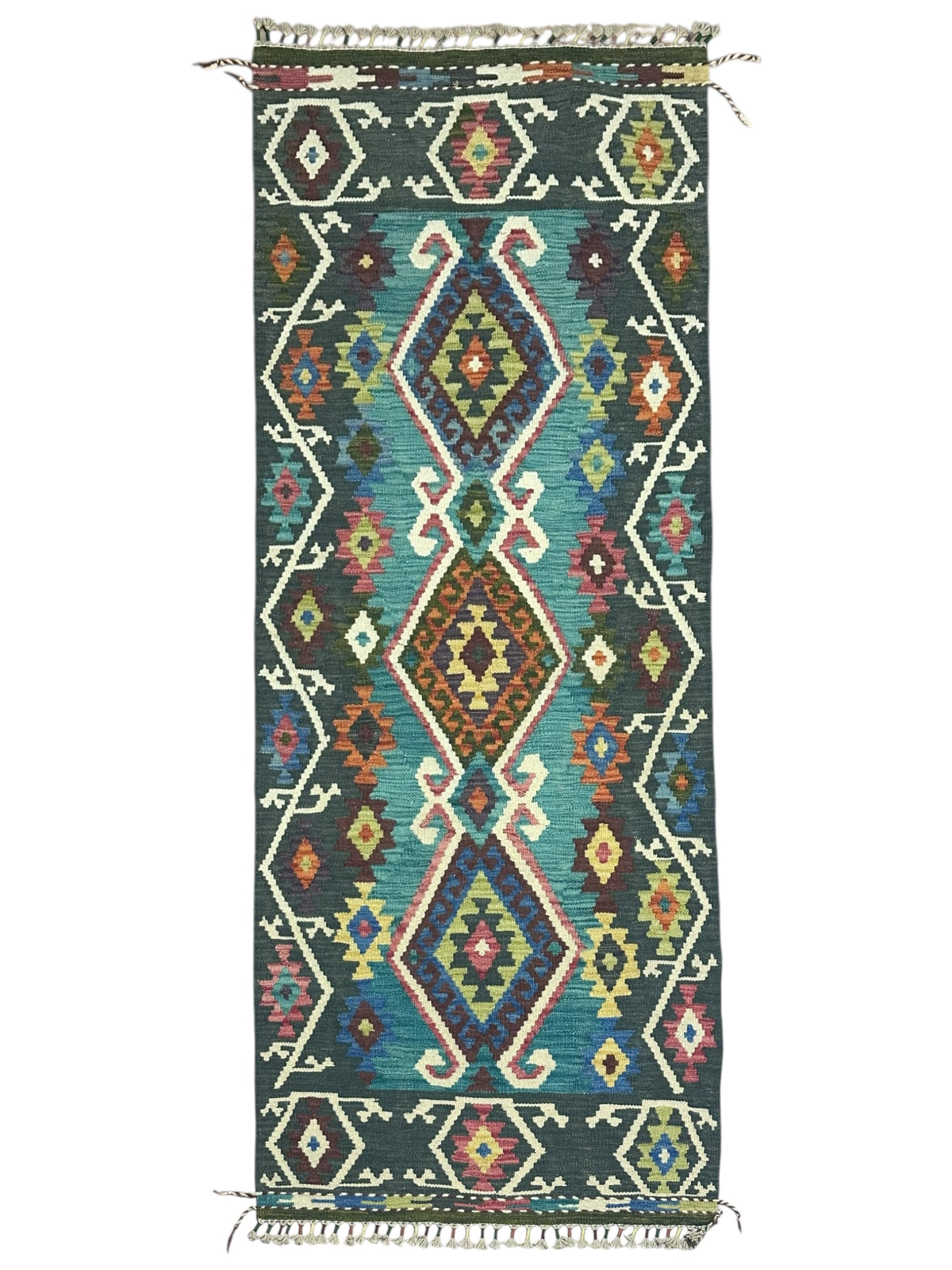 Afghan Kilim Runner 2'10" x 6'9", Hand-Woven Wool, No. 330