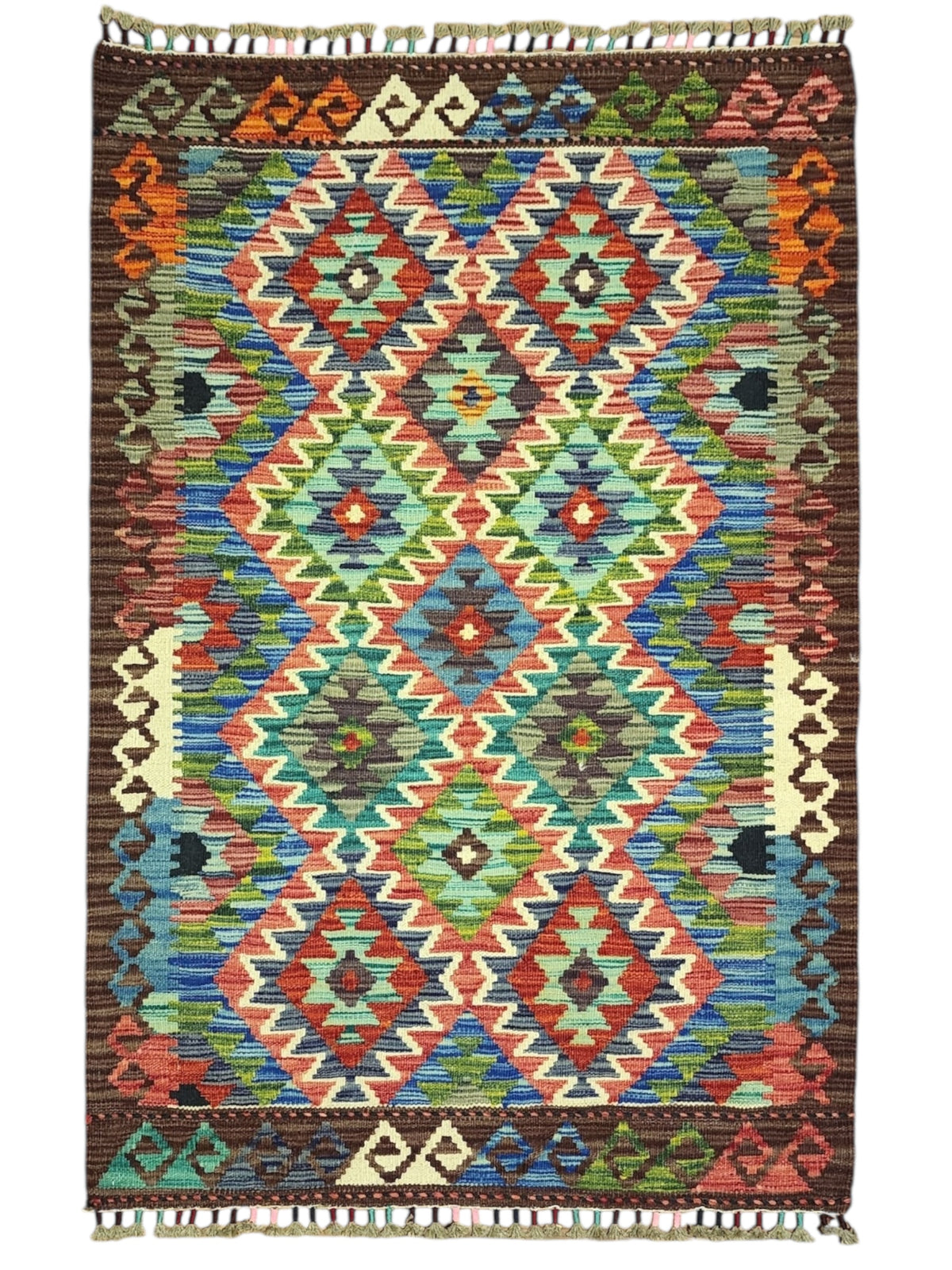 Afghan Kilim Rug 2'10" x 4'1", Hand-Woven Wool, No. 278