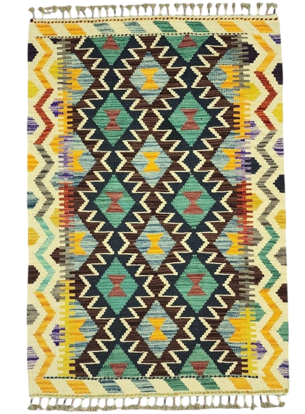 Afghan Kilim Rug 2'9" x 4'1", Hand-Woven Wool, No. 279, view 2