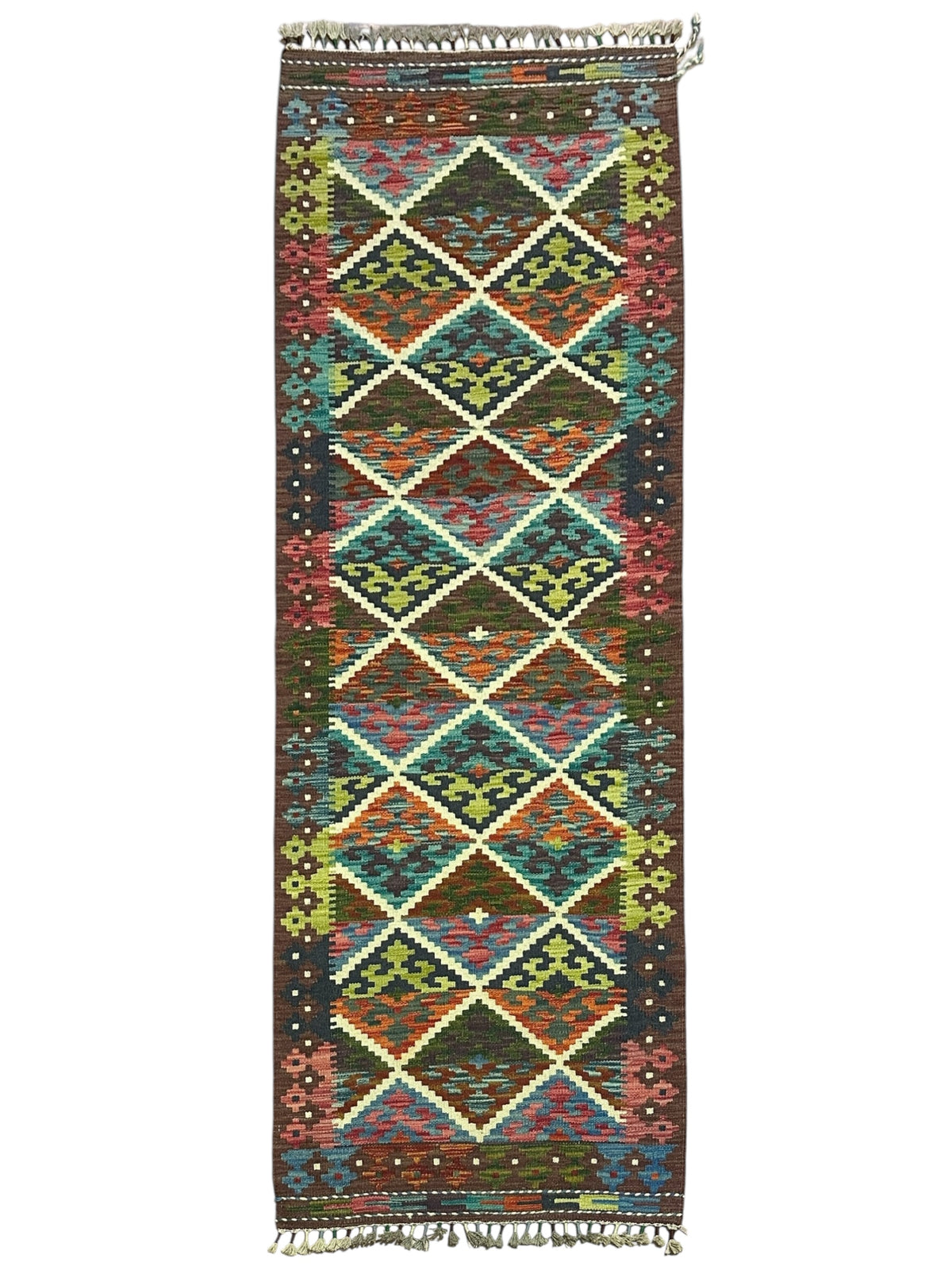 Afghan Kilim Runner 2'4" x 6'4", Hand-Woven Wool, No. 356