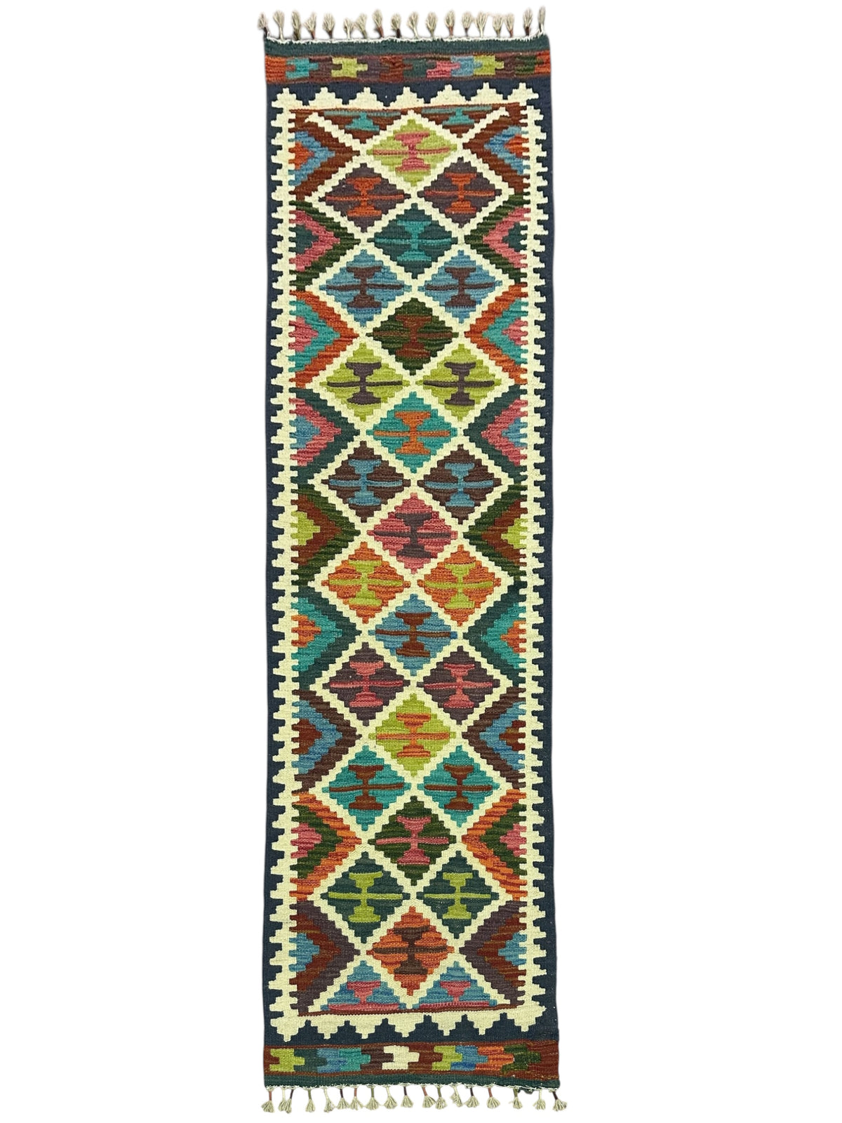 Afghan Kilim Runner 2'1" x 6'7", Hand-Woven Wool, No. 358