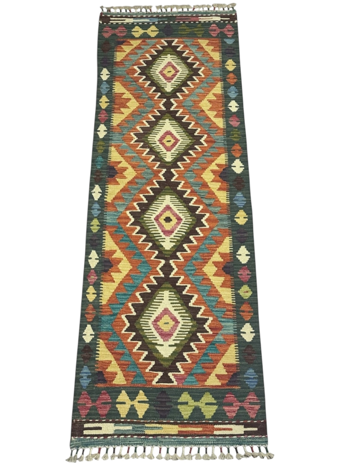 Afghan Kilim Runner 2'3" x 6'7", Hand-Woven Wool, No. 332, view 2