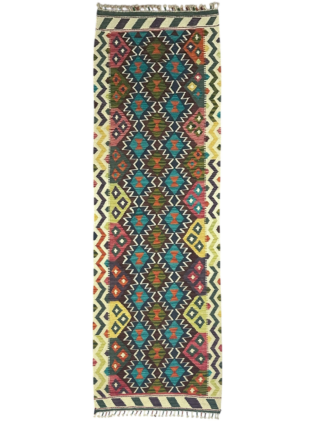 Afghan Kilim Runner 2'9" x 7'9", Hand-Woven Wool, No. 334