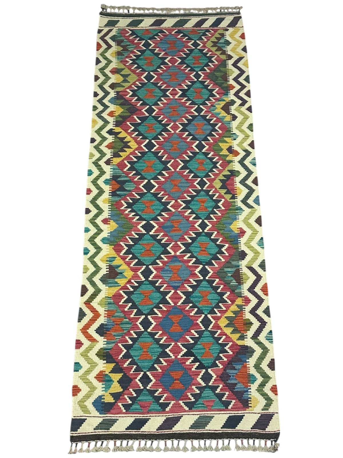 Afghan Kilim Runner 2'9" x 7'9", Hand-Woven Wool, No. 335, view 2