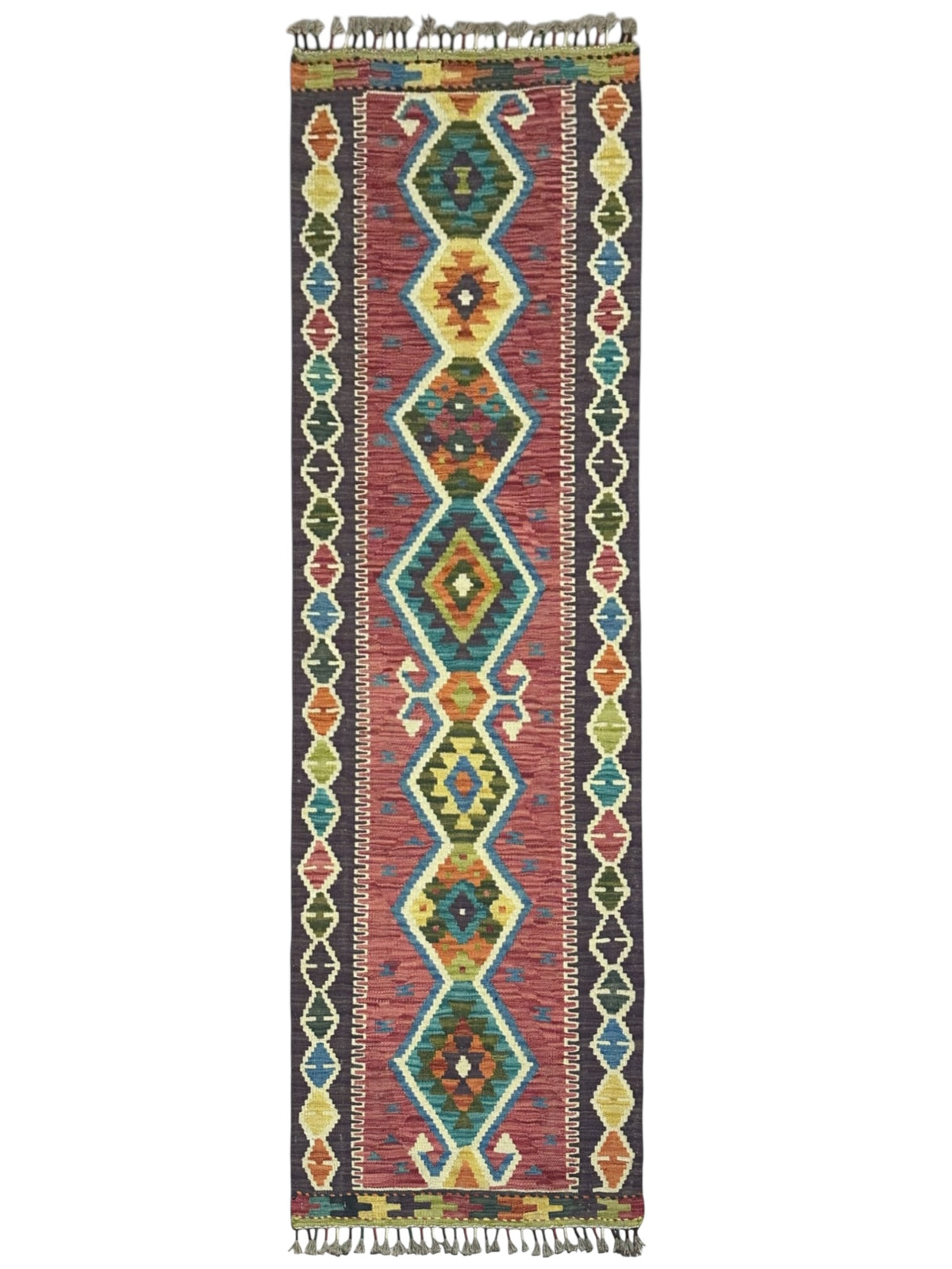 Afghan Kilim Runner 2'2" x 6'7", Hand-Woven Wool, No. 342