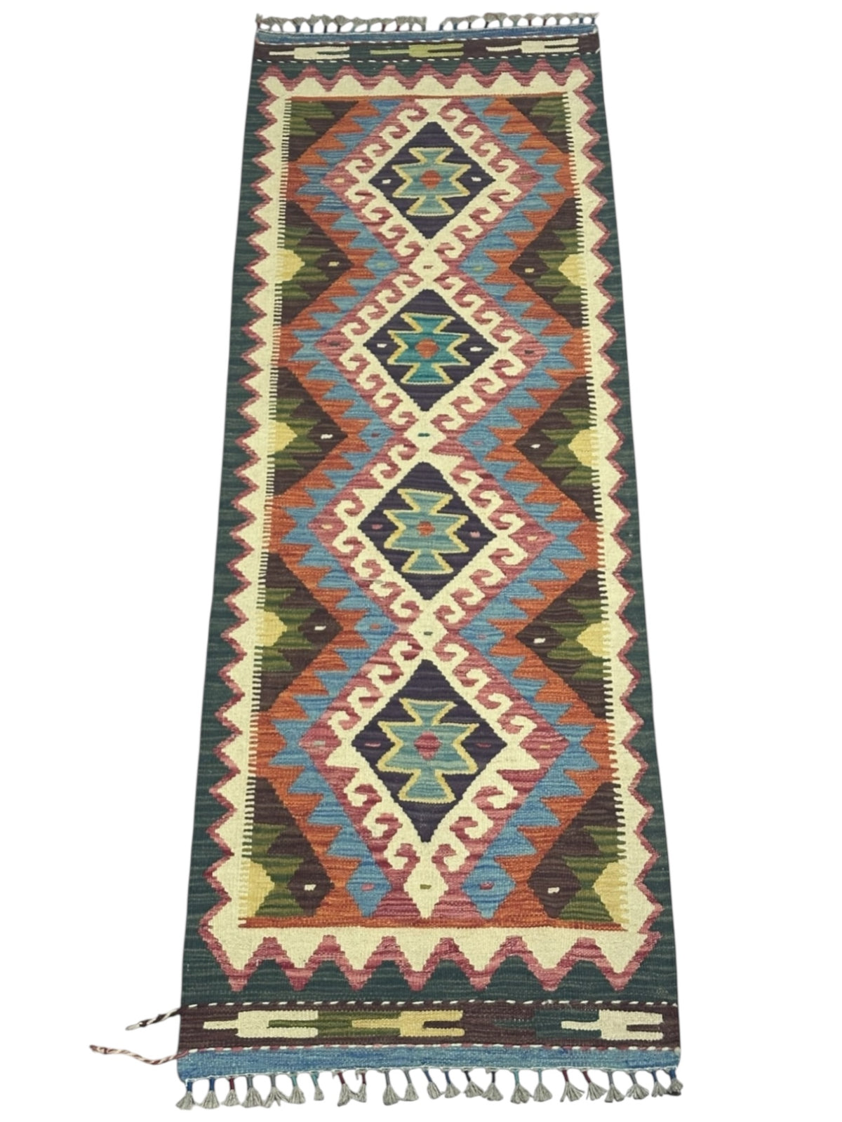 Afghan Kilim Runner 2'2" x 6'5", Hand-Woven Wool, No. 343, view 2