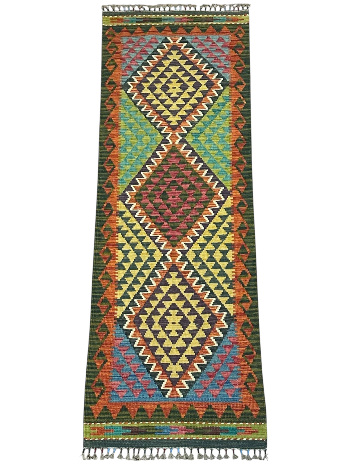 Afghan Kilim Runner 2'1" x 6'5", Hand-Woven Wool, No. 345, view 2