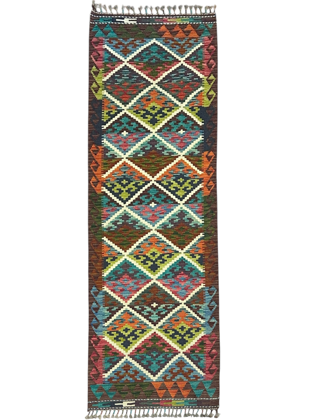 Afghan Kilim Runner 2'3" x 6'7", Hand-Woven Wool, No. 347