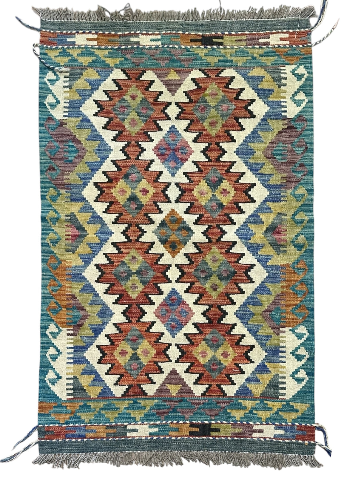 Afghan Kilim Rug 2'8" x 4'1", Hand-Woven Wool, No. 531