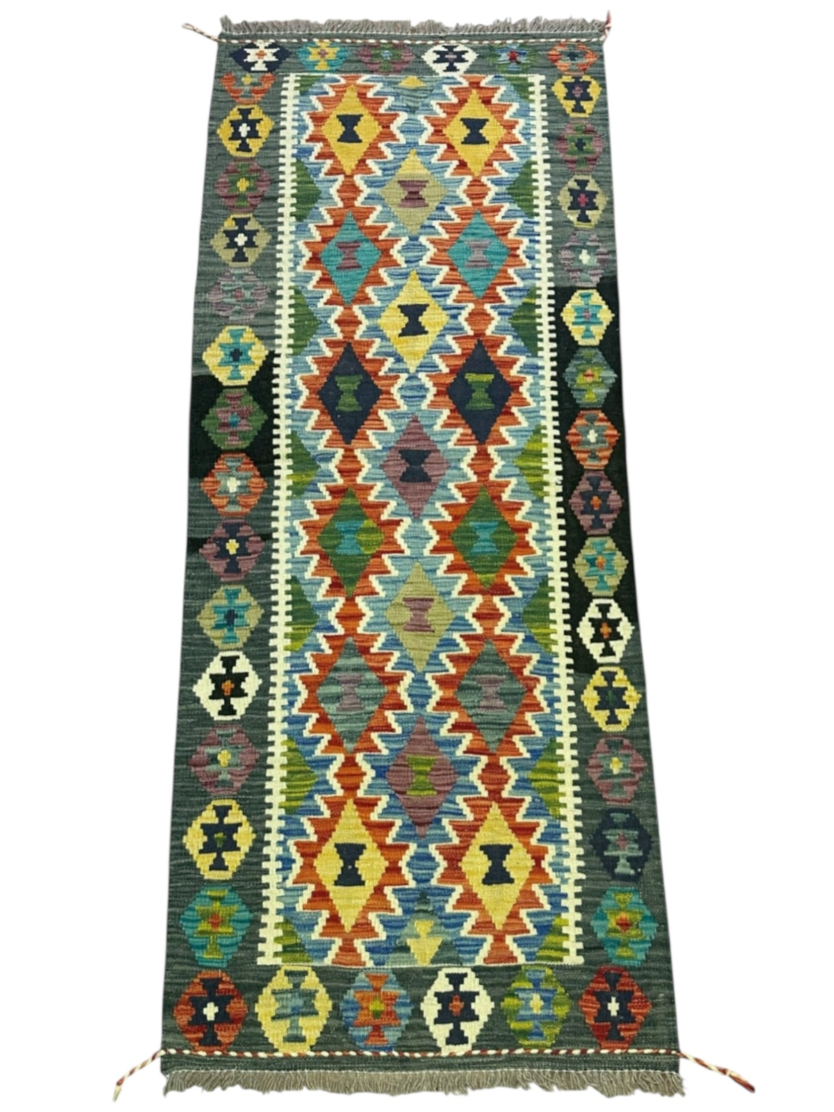 Afghan Kilim Runner 2'10" x 6'11", Hand-Woven Wool, No. 537, view 2