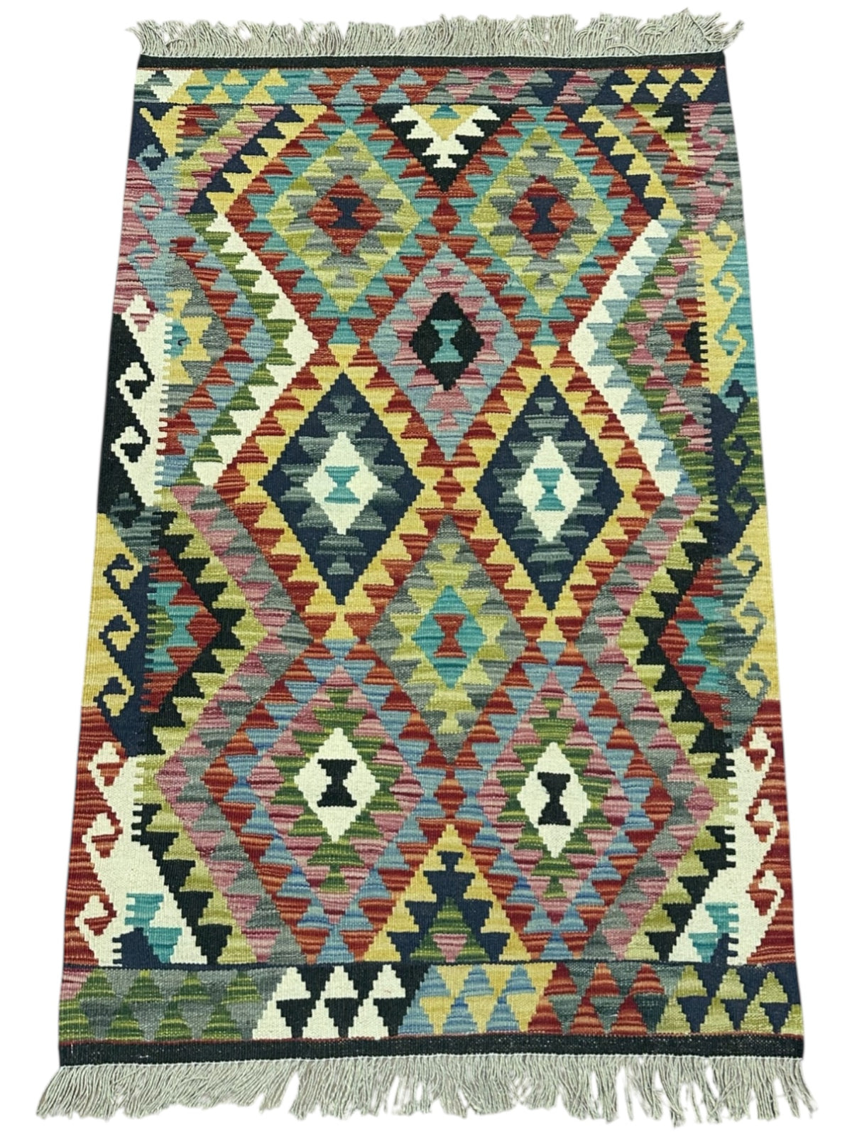 Afghan Kilim Rug 2'9" x 4'2", Hand-Woven Wool, No. 545, view 2