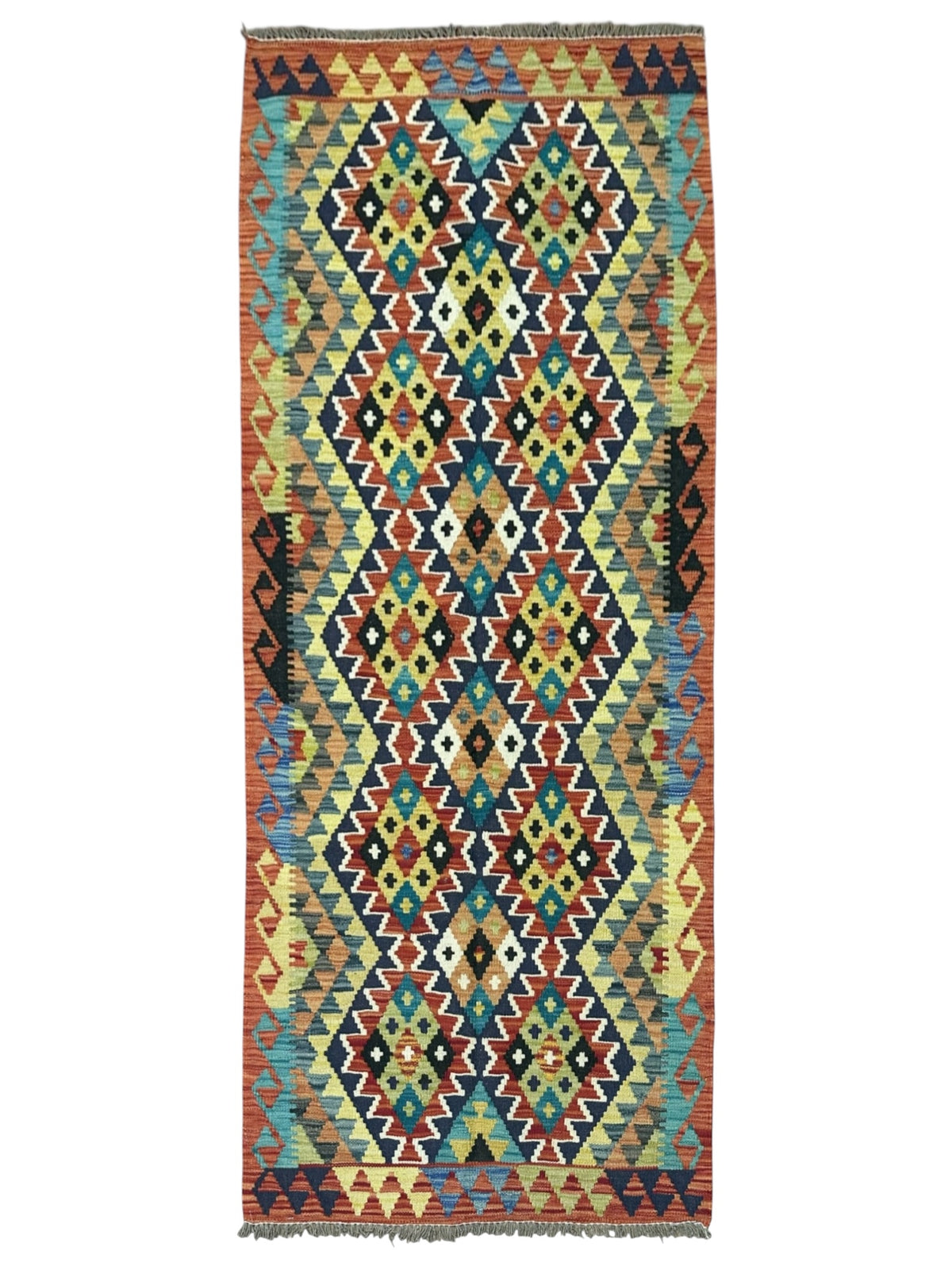 Afghan Kilim Runner 2'11" x 6'6", Hand-Woven Wool, No. 553