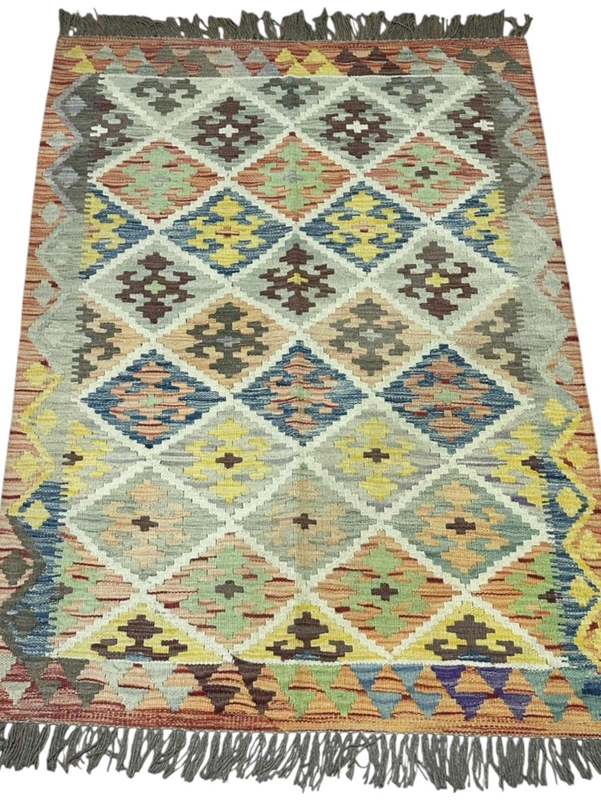 Afghan Kilim Rug 3'5" x 4'8", Hand-Woven Wool, No. 559, view 2