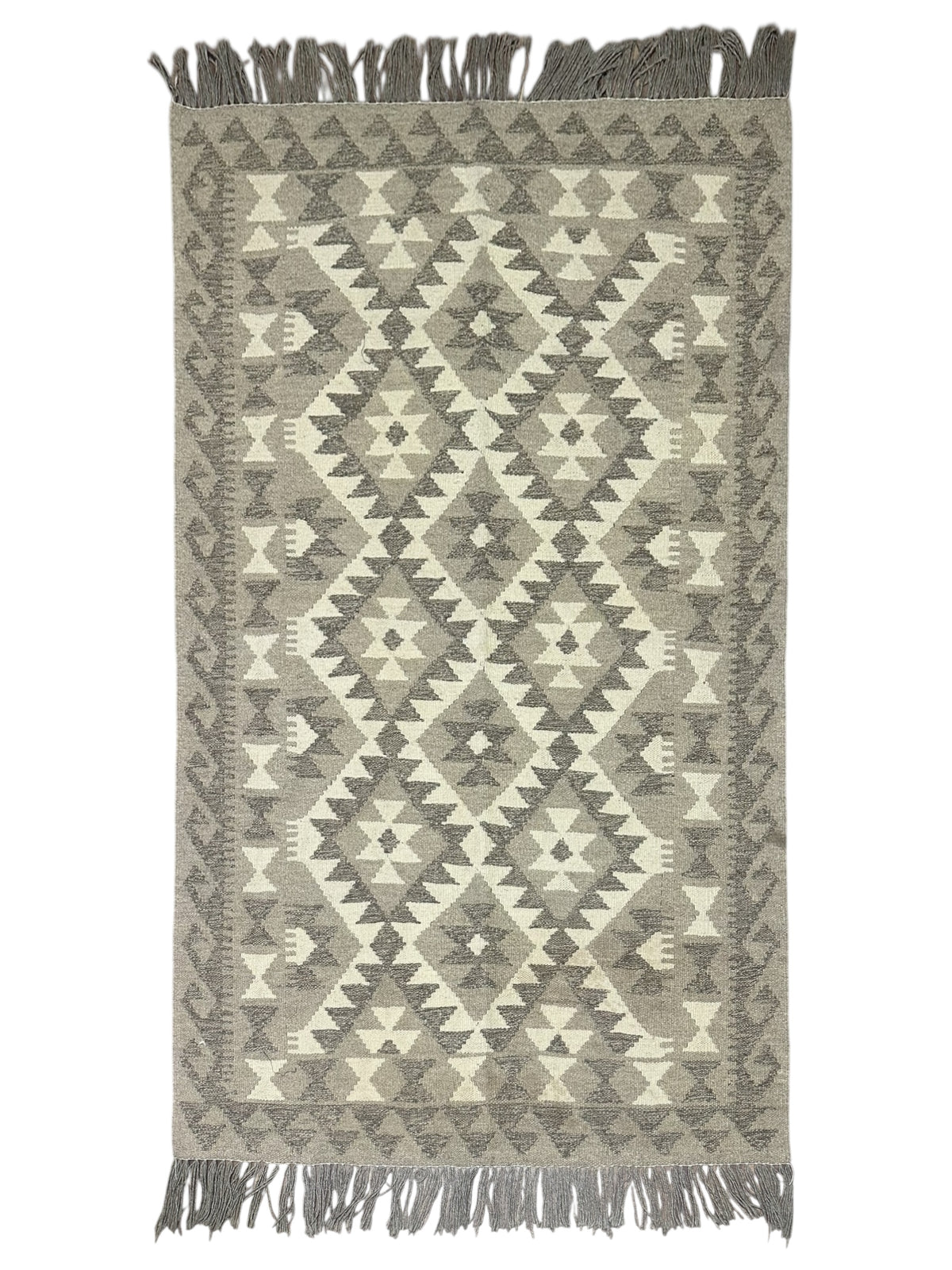 Afghan Kilim Rug 3'5" x 5'2", Hand-Woven Wool, No. 560