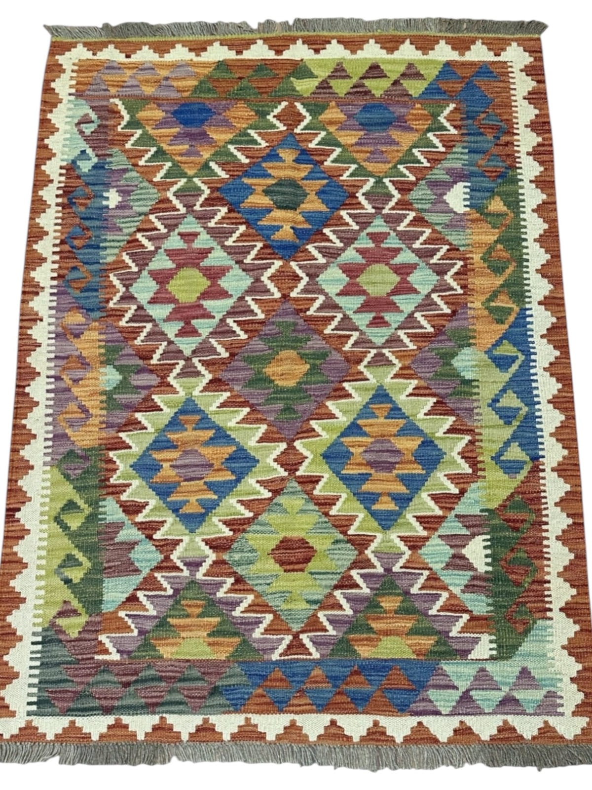 Afghan Kilim Rug 3'4" x 4'7", Hand-Woven Wool, No. 565, view 2