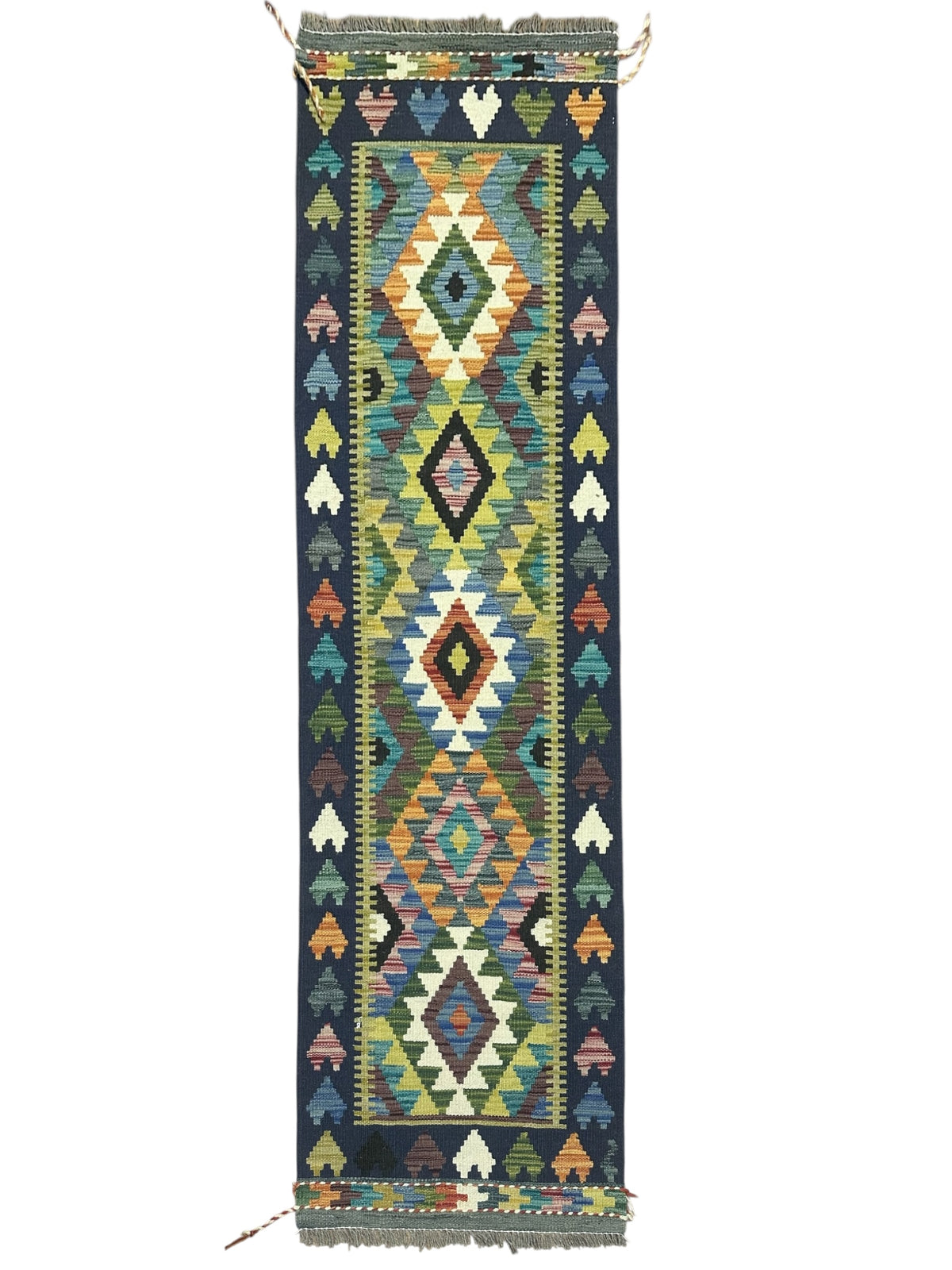 Afghan Kilim Runner 2' x 6'5", Hand-Woven Wool, No. 572