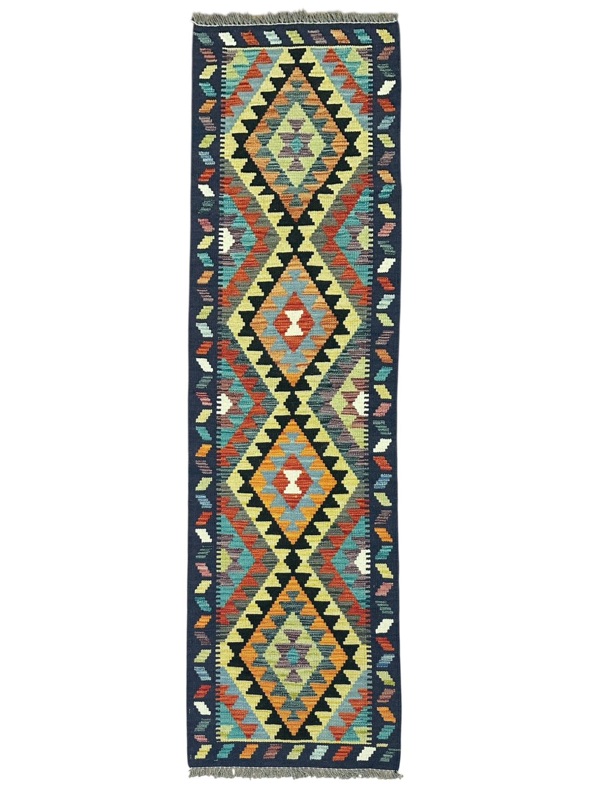 Afghan Kilim Runner 2'1" x 6'6", Hand-Woven Wool, No. 573