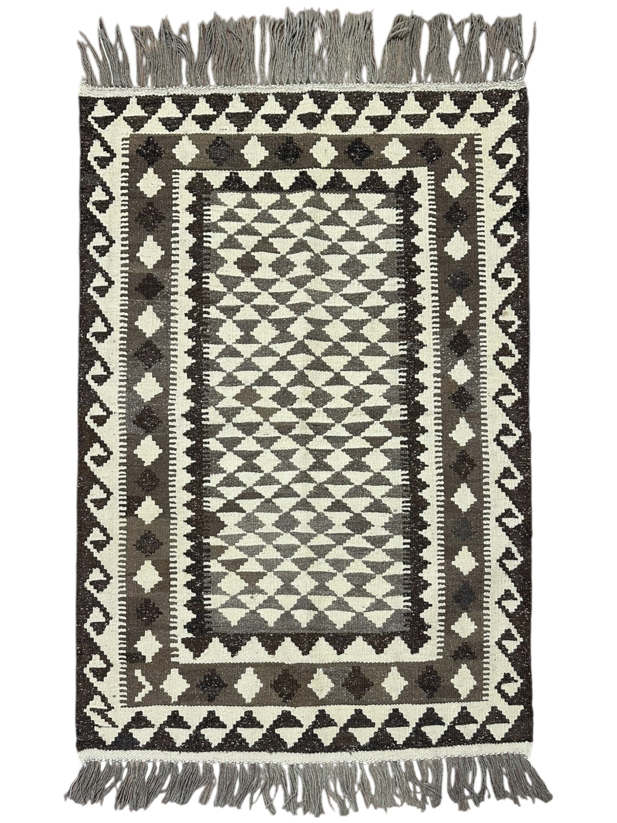 Afghan Kilim Rug 2'9" x 3'10", Hand-Woven Wool, No. 581