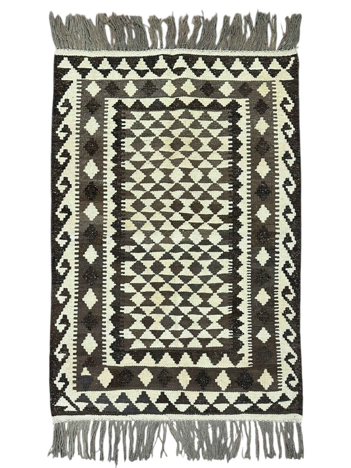 Afghan Kilim Rug 2'10" x 3'10", Hand-Woven Wool, No. 588