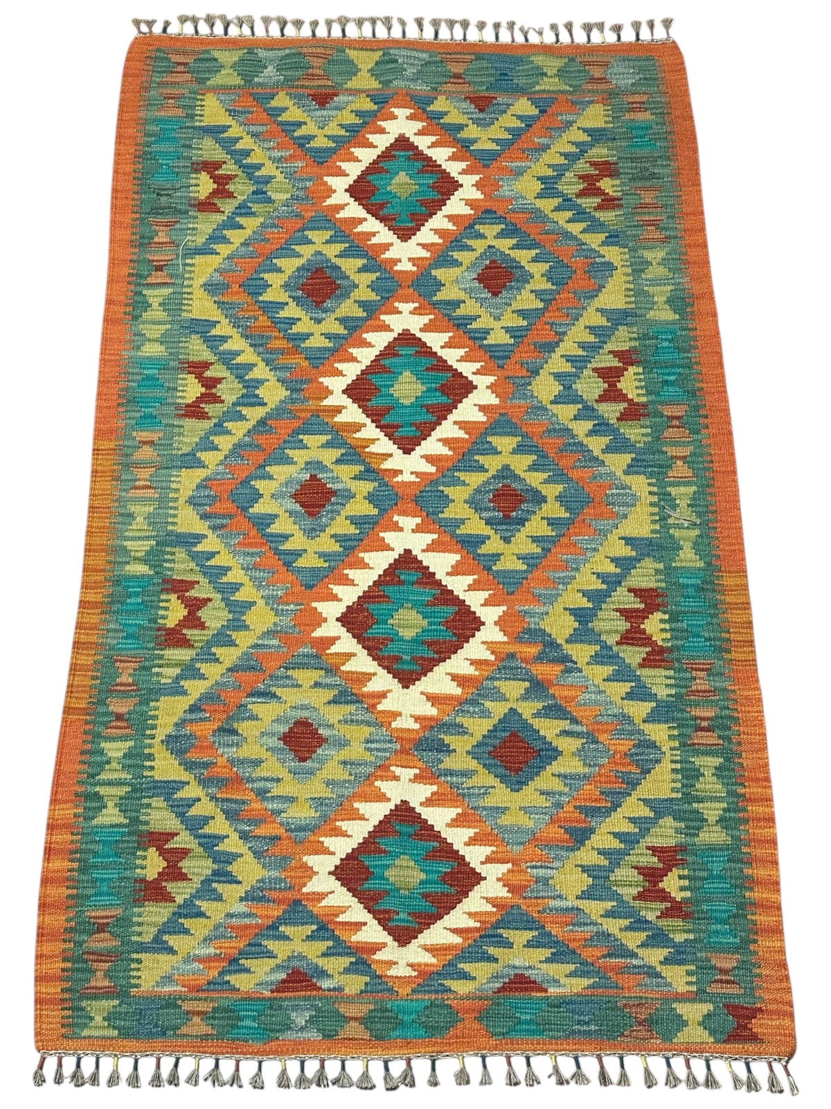 Afghan Kilim Rug 3'3" x 5'7", Hand-Woven Wool, No. 592, view 2