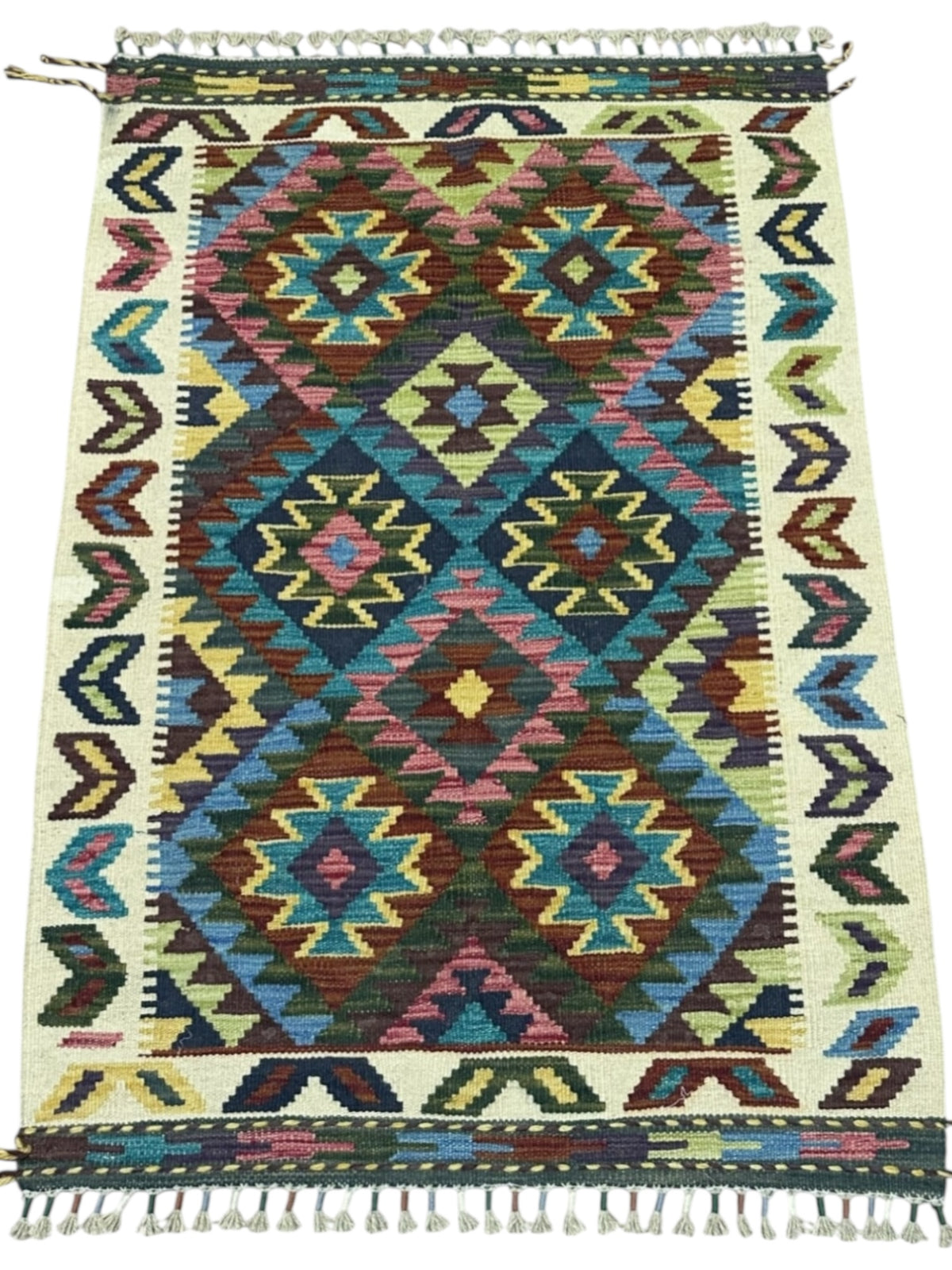 Afghan Kilim Rug 2'10" x 4'1", Hand-Woven Wool, No. 612, view 2