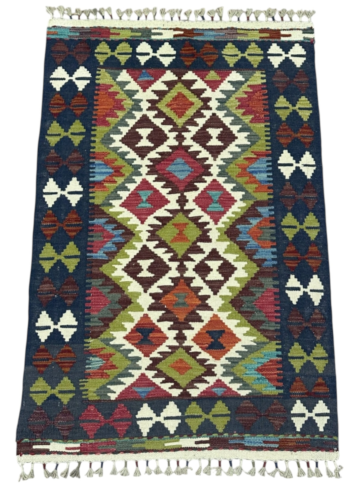Afghan Kilim Rug 2'8" x 4'1", Hand-Woven Wool, No. 616, view 2