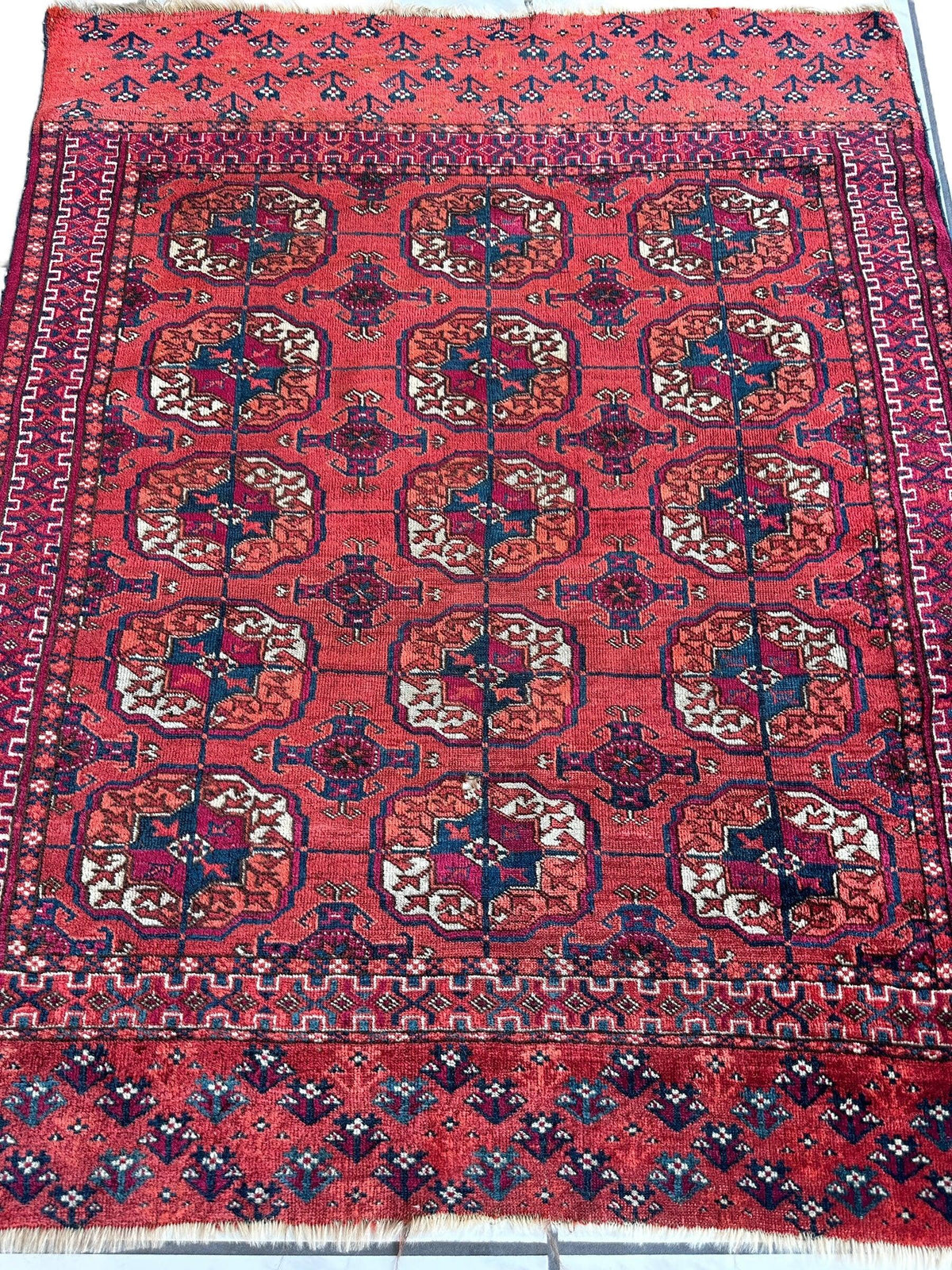 Antique Tekke Rug 3'4" x 4'1", 1920s, view 6