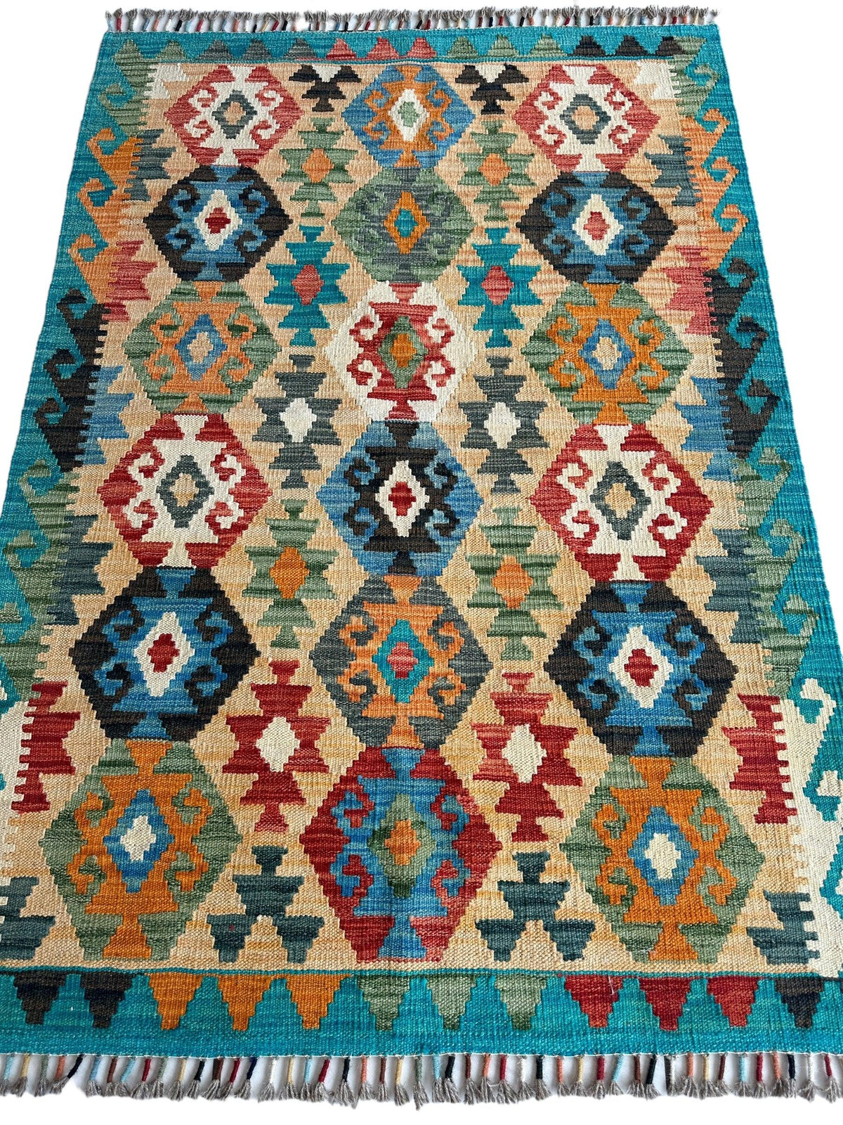 Afghan Chobi Kilim Rug 3'5" x 5'1", Hand-Woven, view 3