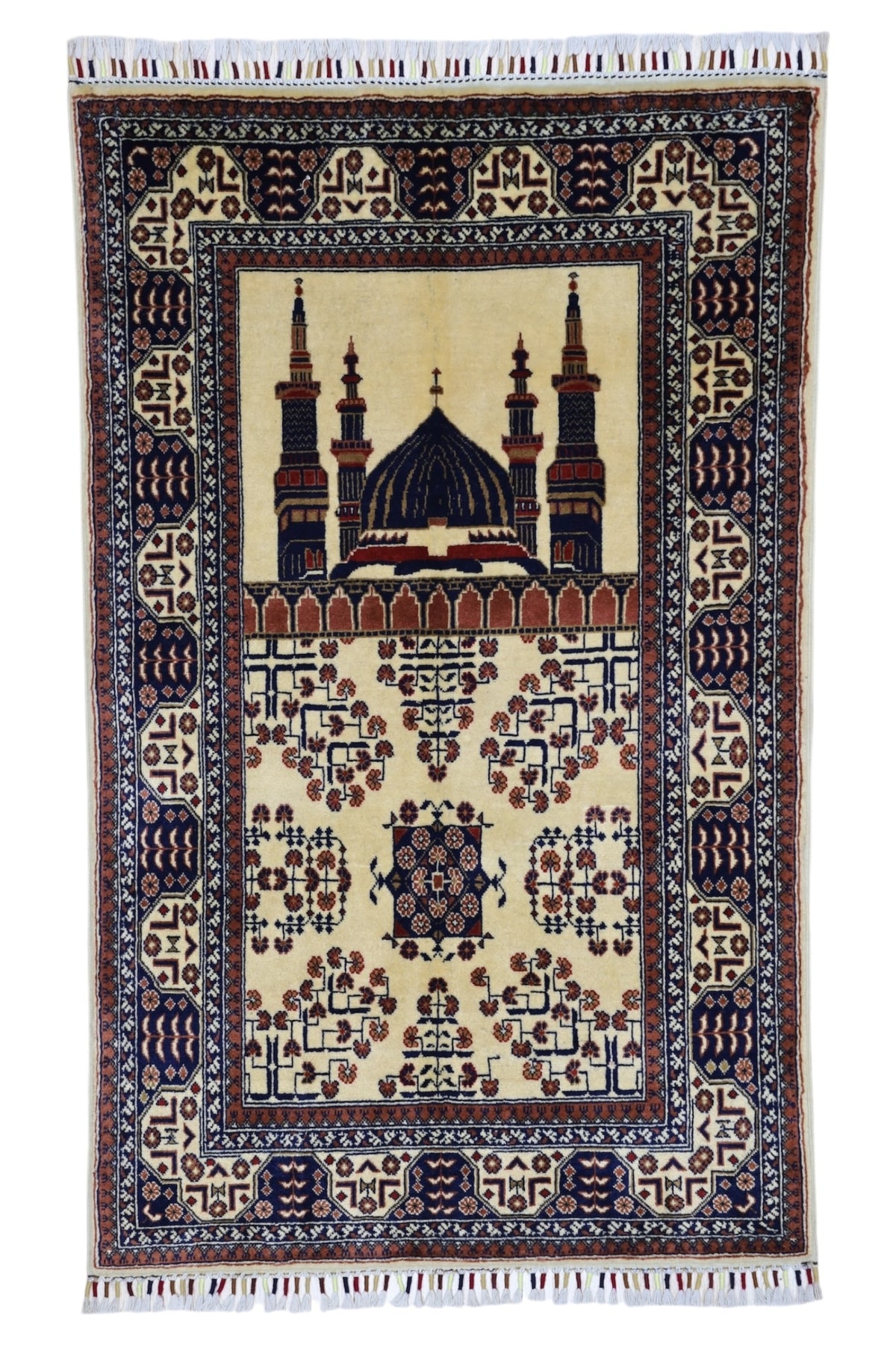 Afghani Prayer Rug 3x5 size range mihrab laid flat