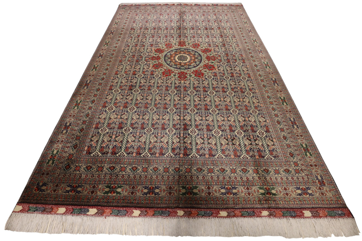 Afghani Rug 7x10 size range tribal Red Green laid flat