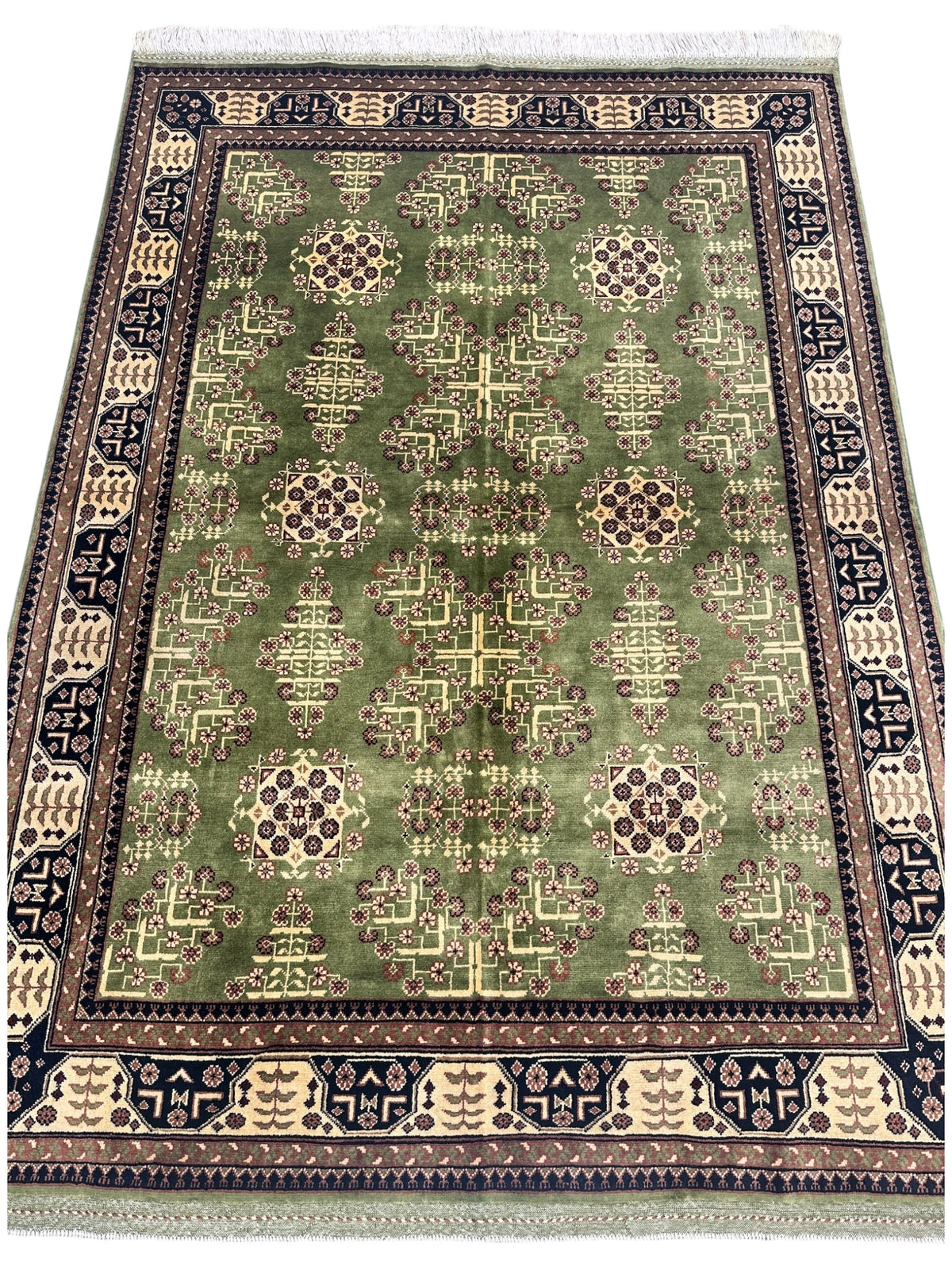 Afghani Rug 5x8 size range bukhara Beige laid flat