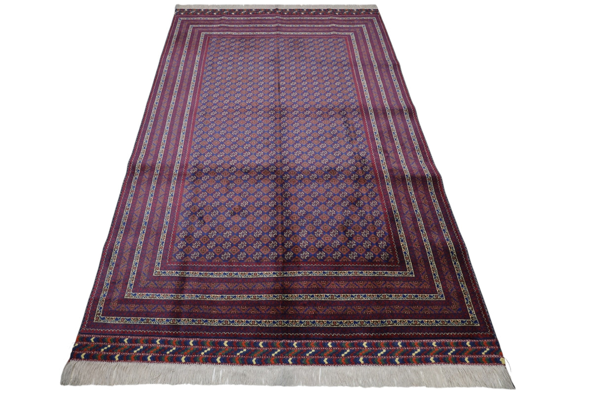 Afghani Rug 7x10 size range tribal Red Blue laid flat