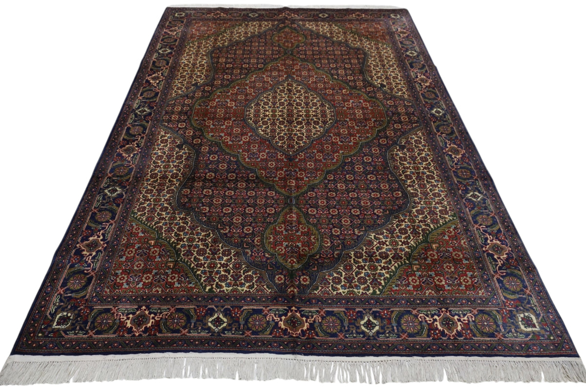Afghani Rug 7x10 size range tribal Red Cream laid flat