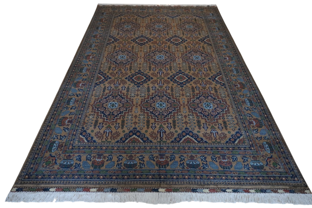 Afghan Zerkhaki Rug 6'7" x 9'7", Hand-Knotted Wool, Brown, view 3